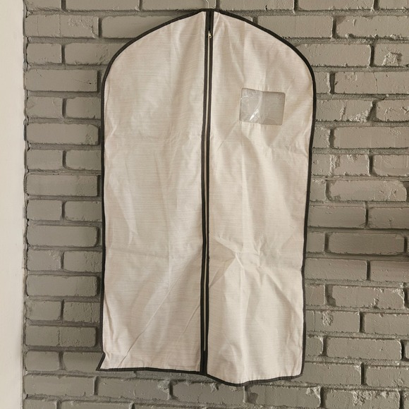 Unbranded Other - Cream Woven Breathable Garment Bag with Brown Trim and ID Window 24x40